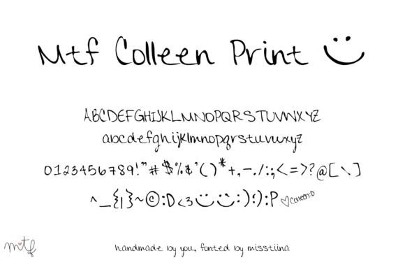 Colleen Print: A Handwritten Font with Character